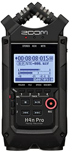 Zoom – H4nPro/BLK – Tragbarer 4-Spur-Recorder – X/Y-Mikrofonpaar und 2X XLR-Kombi-Eingänge – Verstärkermodellierung – Schwarze Oberfläche von Zoom