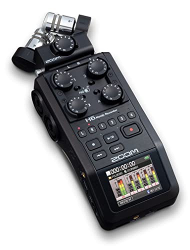Zoom - H6-BLK - Tragbarer 6-Spur-Recorder mit austauschbaren Mikrofonen - 1x abnehmbares XY-Mikrofon und 4X XLR-Eingänge von Zoom