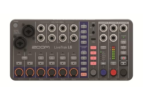 Zoom LiveTrak L-6 tragbares 10-Spur-Digitalmischpult | Mehrspur-Recorder und -Interface | XLR-TRS | 32-bit | Delay | Echo | Reverb | Kompressor | Live-Streaming | grau von Zoom