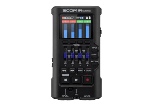 Zoom R4 MultiTrak mobiler 4-Spur-Recorder mit 32-Bit-Float-Audio, schwarz von Zoom