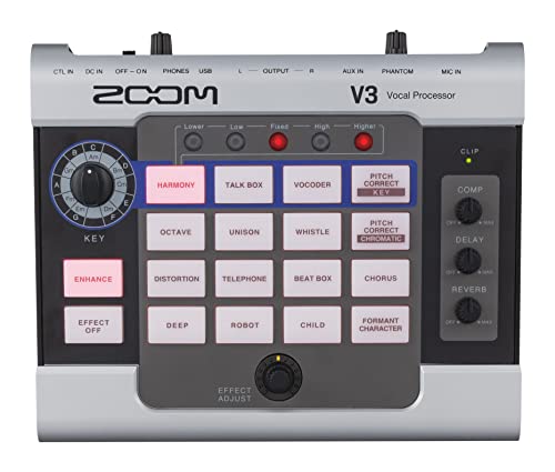 Zoom V3 Vocal Processor, 48V Phantomspannung für Kondensatormikrofone, USB 2.0 Audio-Interface für die Aufnahme mit 16/24/32 Bit und 44,1 kHz von Zoom