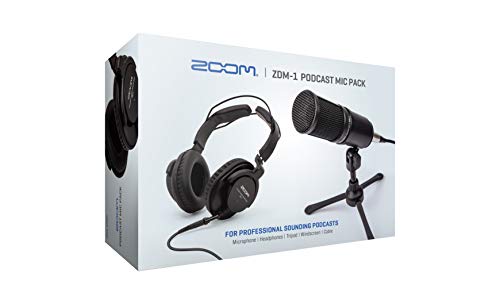 Zoom ZDM-1 Podcast-Mikrofon, dynamisches Podcast-Mikrofon, hochwertige Kopfhörer, Stativ, Windschutzscheibe, XLR-Kabel, für die Aufnahme von Podcasts, schwarz von Zoom