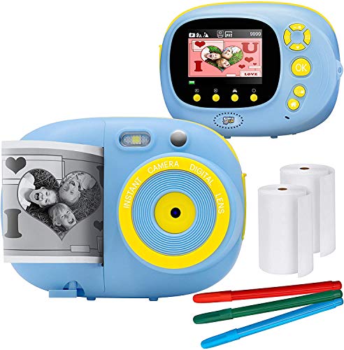 Zooma Kinder Digitalkamera Spielzeug, Sofortbildkamera Kinder Kamera mit WiFi + Druckerpapier + Farbpinsel + Malbuch, Tragetasche, Verschiedene Rahmen von Zooma