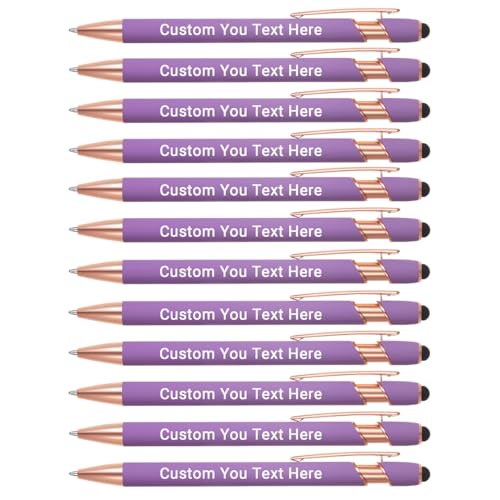 Zoonnis 24 Pcs Personalisierte Kugelschreiber mit Stylus-Tipps für Business Personalisierte Gravierte Stift in Bulk für Frauen Männer mit Namen Text Benutzerdefinierte Stift mit Schwarzer Tinte von Zoonnis