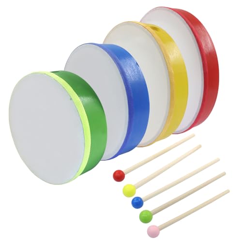 Zorfeter Handtrommeln für Kinder, mehrfarbiger Holzrahmen, Schlagzeug-Set für Studenten, Erwachsene, Anfänger, Partyzubehör (30,5 cm, 25,4 cm, 20,3 cm, 15,2 cm), 4 Stück von Zorfeter