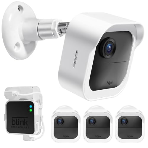 Blink Outdoor-Kamera-Wandhalterungen, 3 Stück, wetterfestes Schutzgehäuse und 360 Grad verstellbare Halterung mit Blink-Sync-Modul, 2 Halterungen (Blink-Kamera nicht im Lieferumfang enthalten) (weiß) von Zortwury
