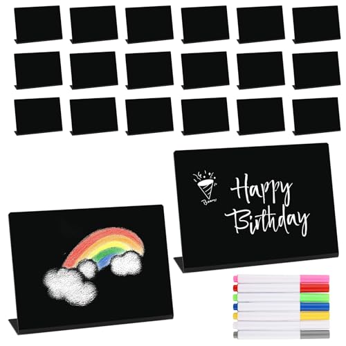 Zosenyer Kleine Kreidetafel, 20 Stück 100x75 mm L-Form Mini Tafeln zum Beschriften, mit 7 farbigen Stiften, Preisschilder ideal für Buffets, Hochzeiten, Partys & Tischkarten Zosenyer Kleine Kreidetafel, 20 Stück 100x75 mm L-Form Mini Tafeln zum Beschriften, mit 7 farbigen Stiften, Preisschilder ideal für Buffets, Hochzeiten, Partys & Tischkarten von Zosenyer