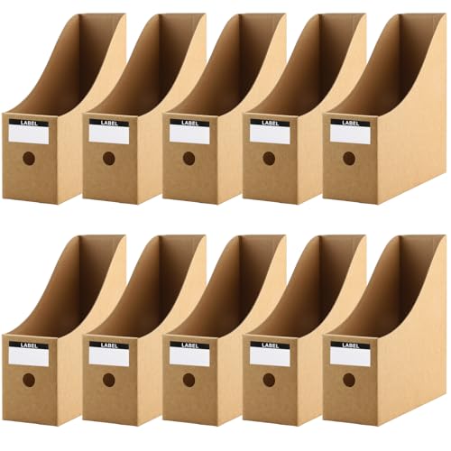 Zosenyer Stehsammler, 10 Stück Zeitschriftensammler Pappe aus Kraftpapier, Ordner Organizer für Datei, Schreibwaren, Bürobedarf, einfache Lagerung(Kraftpapier) von Zosenyer