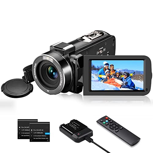 Videokamera Camcorder 1080P, Full HD 30FPS 36 MP Vlogging Kamera IR-Nachtsicht für YouTube, 3.0" IPS 270°Drehbarer Bildschirm, 16X Digital Zoom Digitalkamera mit Fernbedienung und 2 Batterien von Zostuic