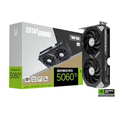 ZOTAC GAMING GeForce RTX 5060 Ti Twin Edge OC 16GB GDDR7 Grafikkarte 3x DP, 1x HDMI ZOTAC GAMING GeForce RTX 5060 Ti Twin Edge OC 16GB GDDR7 Grafikkarte 3x DP, 1x HDMI von Zotac