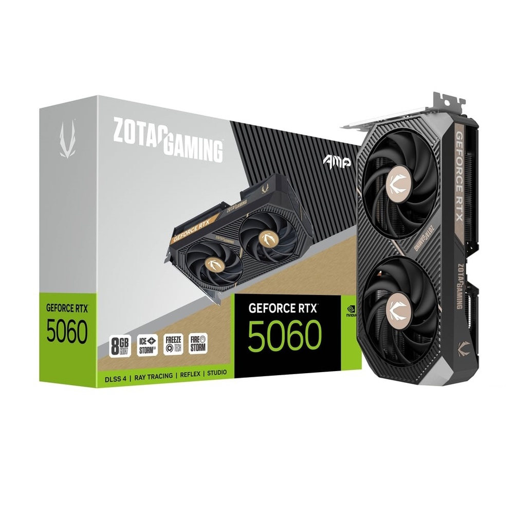 ZOTAC GeForce RTX 5060 8GB AMP Grafikkarte - 8GB GDDR7, HDMI, 3x DP von Zotac