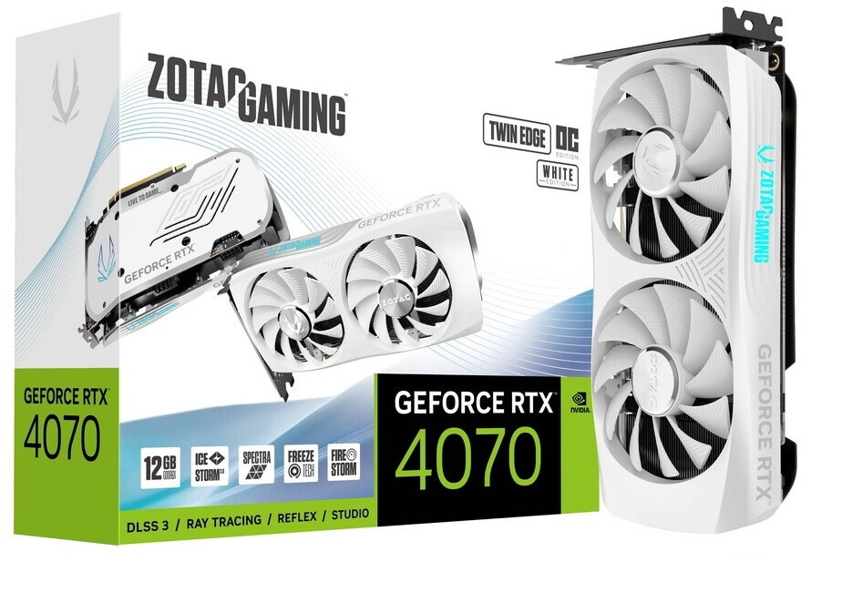 Zotac Gaming GeForce RTX 4070 Twin Edge OC White Edition - 12GB GDDR6X, 1x HDMI, 3x DP von Zotac