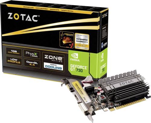 Zotac Grafikkarte Nvidia GeForce GT730 Zone Edition 2GB GDDR3-RAM PCIe x16 HDMI®, DVI, VGA Passiv g von Zotac