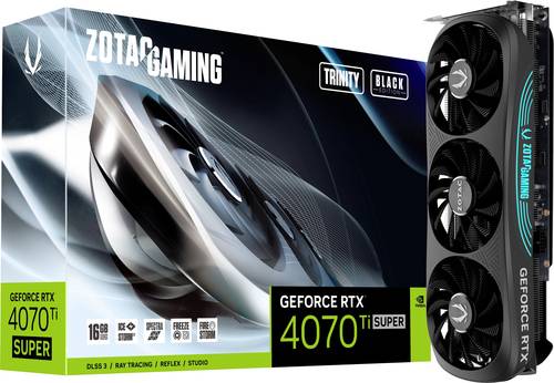 Zotac Grafikkarte Nvidia GeForce RTX 4070 Ti Super Trinity Black Edition 16GB GDDR6X-RAM PCIe x16 Di von Zotac