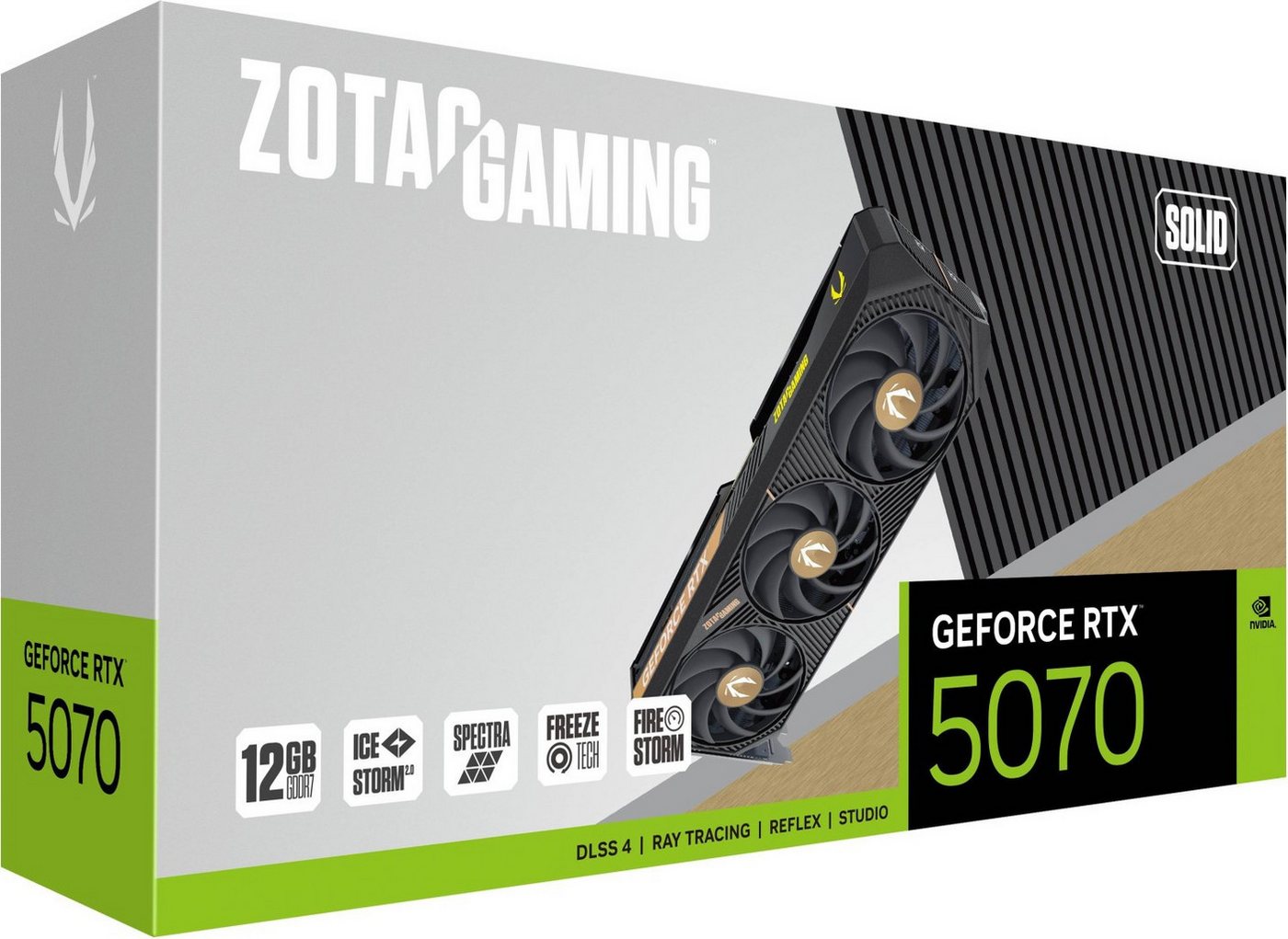 Zotac Zotac Gaming GeForce RTX 5070 Solid, 12GB GDDR7 Grafikkarte Zotac Zotac Gaming GeForce RTX 5070 Solid, 12GB GDDR7 Grafikkarte von Zotac