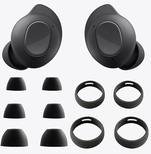 Zotech 5 Paar Ohrstöpsel-Set, rutschfeste Ohrbügel, Set für Samsung Galaxy Buds FE True Wireless Bluetooth Ohrhörer, 3 Paar Silikon-Ohrstöpsel, S/M/L, 2 Paar Ohrbügel, S/L (schwarz) von Zotech
