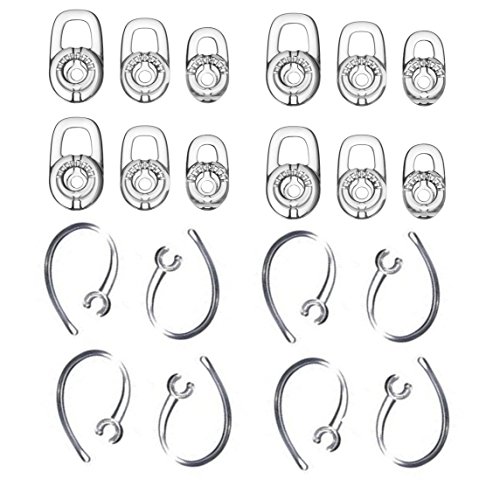 zotech Kopfhörer Gel & Ohrbügel für Plantronics, 12 pcs (klein/mittel/groß) klar Ersatz Mikrofaser & 8 PCS transparent Ohr Haken, Passform für Plantronics M155 M100 M165 M1100 M55 M28 M25 Voyager Edge von Zotech