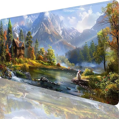 Blau Mauspad XXL 900x300x3 mm, Groß Gaming Mauspad Landschaft mit Vernähte Kanten, WassXerdicht Anti-Rutsch XXL Mousepad für PC Laptop Verbessert Präzision und Geschwindigkeit für Office Deko 26-4t Blau Mauspad XXL 900x300x3 mm, Groß Gaming Mauspad Landschaft mit Vernähte Kanten, WassXerdicht Anti-Rutsch XXL Mousepad für PC Laptop Verbessert Präzision und Geschwindigkeit für Office Deko 26-4t von Zoulile