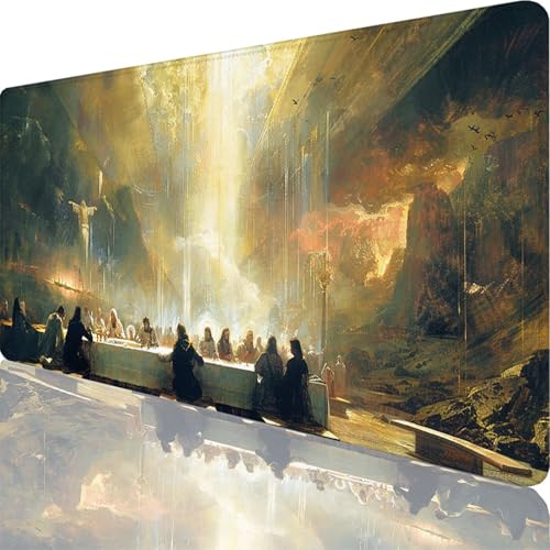 Gelb Mauspad XXL 800x300x3 mm, Groß Gaming Mauspad Das Letzte Abendmahl mit Vernähte Kanten, Anti-Rutsch XXL Mousepad für PC Laptop Verbessert Präzision und Geschwindigkeit für Home Office Deko 52-1t Gelb Mauspad XXL 800x300x3 mm, Groß Gaming Mauspad Das Letzte Abendmahl mit Vernähte Kanten, Anti-Rutsch XXL Mousepad für PC Laptop Verbessert Präzision und Geschwindigkeit für Home Office Deko 52-1t von Zoulile