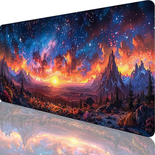 Mauspad Blau Mauspad XXL 1200 x 600 x 3 mm XXL Mousepad Karikatur Mousepad Gaming Zubehör mit Vernähten Kanten Design, Waschbares Mouse Pad Wasserdicht und Langlebig für Office Deko, Geschenke 6-5t von Zoulile