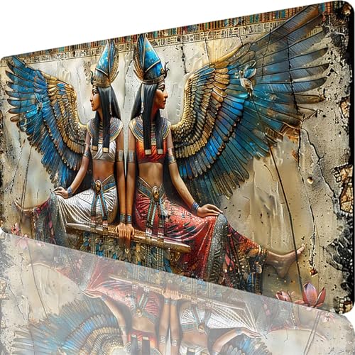 Mauspad Blau Mauspad XXL 1200 x 600 x 3 mm XXL Mousepad ägyptischer Pharao Mousepad Gaming Zubehör mit Vernähten Kanten Design, Waschbares Mouse Pad Wasserdicht und Langlebig für Office Deko 70-4t von Zoulile