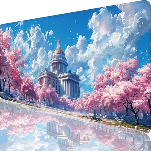 Mauspad Rosa Mauspad XXL 1000x500x3 mm XXL Mousepad Kirschblüten Mousepad Gaming Zubehör mit Vernähten Kanten Design, Waschbares Mouse Pad Wasserdicht und Langlebig für Office Deko, Geschenke 37-9t von Zoulile