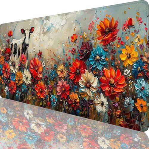 Mauspad Rosa Mauspad XXL 1200 x 600 x 3 mm XXL Mousepad Milchkuh Mousepad Gaming Zubehör mit Vernähten Kanten Design, Waschbares Mouse Pad Wasserdicht und Langlebig für Office Deko, Geschenke 13-Wt von Zoulile
