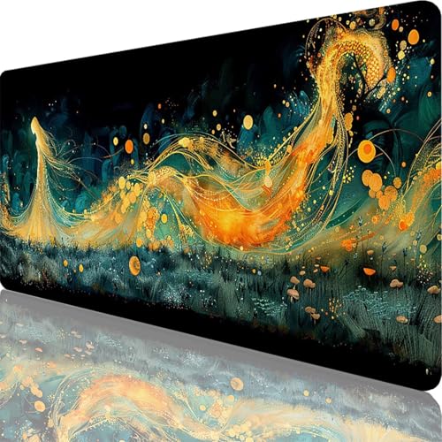 Mauspad Schwarz Mauspad XXL 1000x500x3 mm XXL Mousepad Karikatur Mousepad Gaming Zubehör mit Vernähten Kanten Design, Waschbares Mouse Pad Wasserdicht und Langlebig für Office Deko, Geschenke 96-Jt von Zoulile