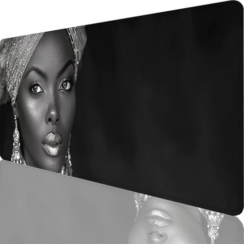 Mauspad Schwarz Mauspad XXL 1200 x 600 x 3 mm XXL Mousepad Afrikanische Frau Mousepad Gaming Zubehör mit Vernähten Kanten Design, Waschbares Mouse Pad Wasserdicht und Langlebig für Office Deko 41-Ct von Zoulile