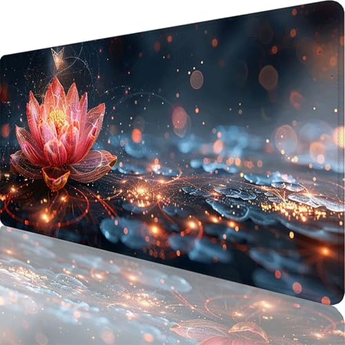 Mauspad Schwarz Mauspad XXL 1200 x 600 x 3 mm XXL Mousepad Blume Mousepad Gaming Zubehör mit Vernähten Kanten Design, Waschbares Mouse Pad Wasserdicht und Langlebig für Office Deko, Geschenke 20-Ut von Zoulile