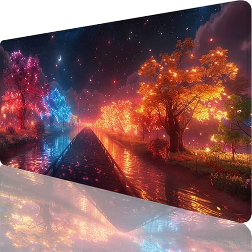 Mauspad Schwarz Mauspad XXL 1200 x 600 x 3 mm XXL Mousepad Traum Mousepad Gaming Zubehör mit Vernähten Kanten Design, Waschbares Mouse Pad Wasserdicht und Langlebig für Office Deko, Geschenke 51-Ot von Zoulile