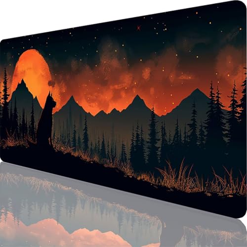 Mauspad Schwarz Mauspad XXL 1600x800x3 mm XXL Mousepad Landschaft Mousepad Gaming Zubehör mit Vernähten Kanten Design, Mouse Pad Wasserdicht und Langlebig für Maus und Tastatur, Office Deko 10-Et von Zoulile