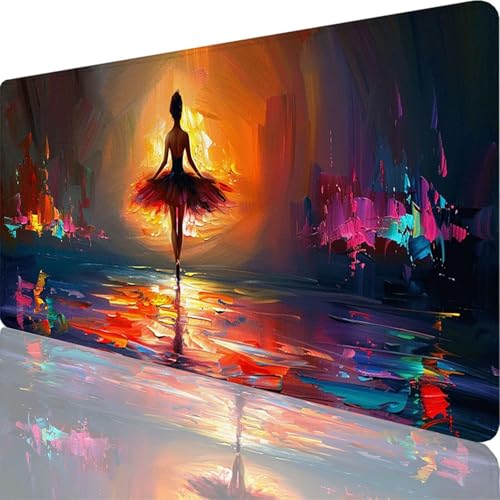 Mauspad Schwarz Mauspad XXL 800 x 400 x 3 mm XXL Mousepad Ballett Mousepad Gaming Zubehör mit Vernähten Kanten Design, Waschbares Mouse Pad Wasserdicht und Langlebig für Office Deko, Geschenke 9-9t von Zoulile