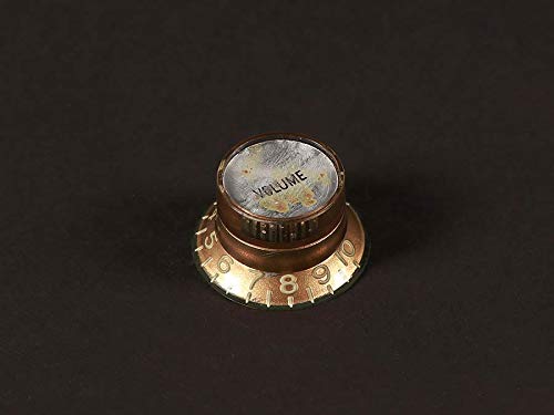 Boston Potiknopf, LP/SG style, gold with silver cap, relic, Volume, metric size for import/Japan pots Boston Potiknopf, LP/SG style, gold with silver cap, relic, Volume, metric size for import/Japan pots von Zoundhouse
