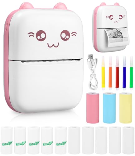 Zounin Mini Drucker, Tragbarer Fotodrucker, Smartphone Bluetooth Drucker (PINK) von Zounin