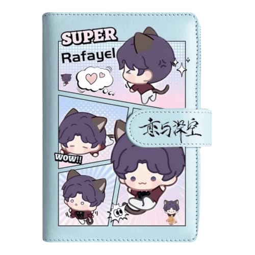 Rafayel Love and Deepspace Planner Journal - Blau A6 PU Leder Binder mit 80 Blatt (160 Seiten) Rasterlinien - Chibi Design für Fitness Tagespläne Fan Geschenke - Zouven von Zouven