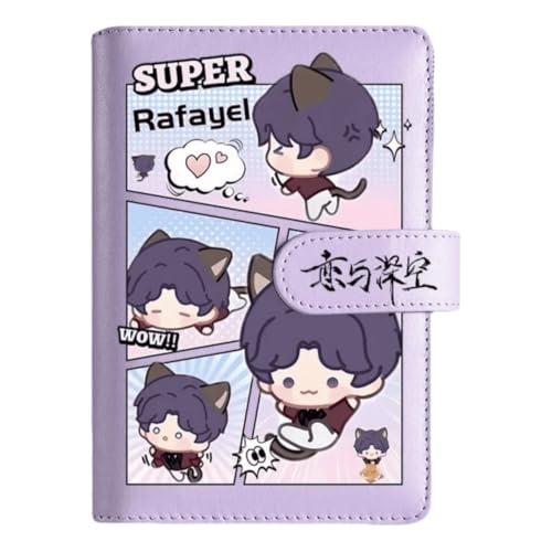 Rafayel Love and Deepspace Planner Journal - Lila A6 PU Leder Binder mit 80 Blatt (160 Seiten) Rasterlinien - Chibi Design für Fitness Tagespläne Fan Geschenke - Zouven von Zouven