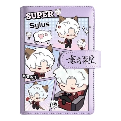 Sylus Love and Deepspace Planner Journal - Lila A6 PU Leder Binder mit 80 Blatt (160 Seiten) Rasterlinien - Chibi Design für Fitness Tagespläne Fan Geschenke - Zouven von Zouven