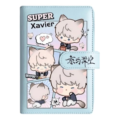 Xavier Love and Deepspace Planner Journal - Blauer A6 PU-Lederbinder mit 80 Blatt (160 Seiten) Rasterlinien - Chibi Design für Fitness Tagespläne Fan Geschenke - Zouven von Zouven