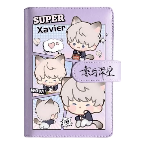 Xavier Love and Deepspace Planner Journal - Lila A6 PU Leder Binder mit 80 Blatt (160 Seiten) Rasterlinien - Chibi Design für Fitness Tagespläne Fan Geschenke - Zouven von Zouven