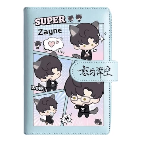 Zayne Love and Deepspace Planner Journal - Blauer A6 PU Leder Binder mit 80 Blatt (160 Seiten) Rasterlinien - Chibi Design für Fitness Tagespläne Fan Geschenke - Zouven von Zouven