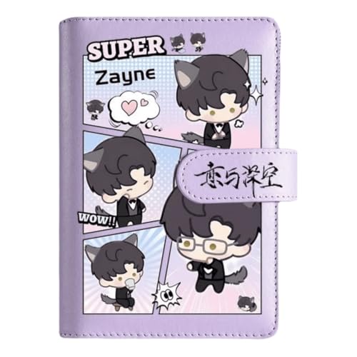 Zayne Love and Deepspace Planner Journal - Lila A6 PU Leder Binder mit 80 Blatt (160 Seiten) Rasterlinien - Chibi Design für Fitness Tagespläne Fan Geschenke - Zouven von Zouven