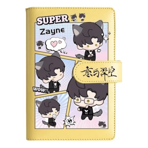 Zayne Love and Deepspace Planner Journal - Yellow A6 PU Leather Binder with 80 Sheets (160 Pages) Grid Lines - Chibi Design for Fitness Daily Plans Fan Gifts - Zouven von Zouven