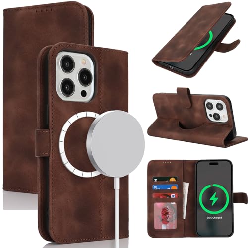 ZOUZT Hülle für iPhone 15 Pro 6,1-Zoll für MagSafe, Stoßfestes PU Leder Magnetisch Handyhülle Lederhülle Klapphülle mit Kartenhalter Standfunktion Flip Leather Wallet Phone Cover (Vintage Dunkelbraun) ZOUZT Hülle für iPhone 15 Pro 6,1-Zoll für MagSafe, Stoßfestes PU Leder Magnetisch Handyhülle Lederhülle Klapphülle mit Kartenhalter Standfunktion Flip Leather Wallet Phone Cover (Vintage Dunkelbraun) von Zouzt