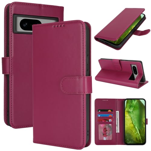 Zouzt Hülle für Google Pixel 8A, Stoßfestes PU Leder Handyhülle Lederhülle Klapphülle mit Kartenhalter und Standfunktion Flip Leather Wallet Phone Cover (Rot) von Zouzt