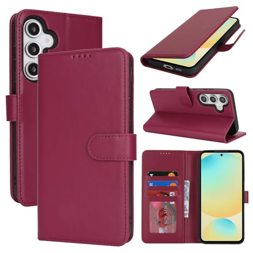 Zouzt Hülle für Samsung Galaxy S24 FE, Stoßfestes PU Leder Handyhülle Lederhülle Klapphülle mit Kartenhalter und Standfunktion Flip Leather Wallet Phone Cover (Rot) von Zouzt