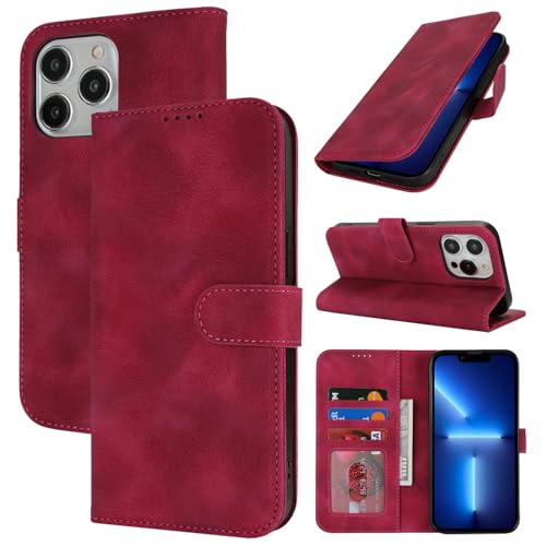 Zouzt Hülle für iPhone 11 Pro Max 6,5-Zoll, Stoßfestes PU Leder Handyhülle Lederhülle Klapphülle mit Kartenhalter und Standfunktion Flip Leather Wallet Phone Cover (Vintage Grape Red) von Zouzt