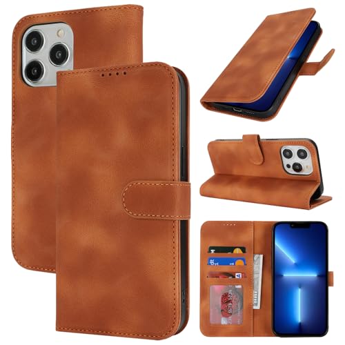 Zouzt Hülle für iPhone 11 Pro Max 6,5-Zoll, Stoßfestes PU Leder Handyhülle Lederhülle Klapphülle mit Kartenhalter und Standfunktion Flip Leather Wallet Phone Cover (Vintage Hellbraun) von Zouzt