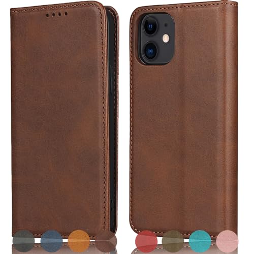 Zouzt für iPhone 11 6,1 Zoll Hülle PU Leder Handyhülle Lederhülle Klapphülle Kartenfach Flip Cover Handy hülle Leather Wallet Phone Case für Apple iPhone 11, Kaffee von Zouzt