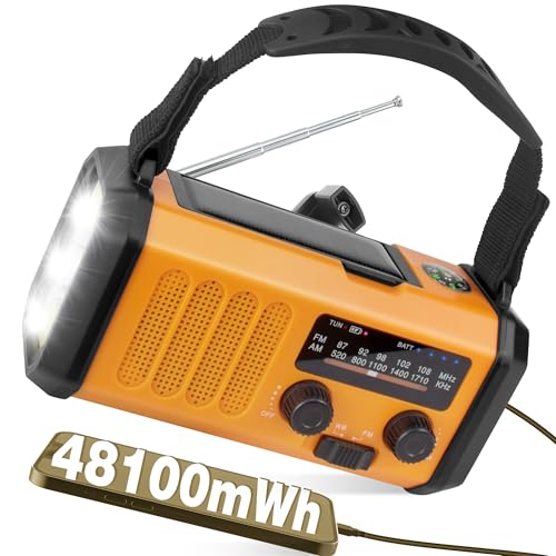 48100mWh/13000mAh Solar Kurbelradio, AM FM Notradio Batterieradio,700LM LED Taschenlampe & Leseleuchte,Aufladbar Powerbank,USB Handy-Lader,SOS Alarm,Kompass für Notfall Überleben Stromausfälle 48100mWh/13000mAh Solar Kurbelradio, AM FM Notradio Batterieradio,700LM LED Taschenlampe & Leseleuchte,Aufladbar Powerbank,USB Handy-Lader,SOS Alarm,Kompass für Notfall Überleben Stromausfälle von Zpincsipo